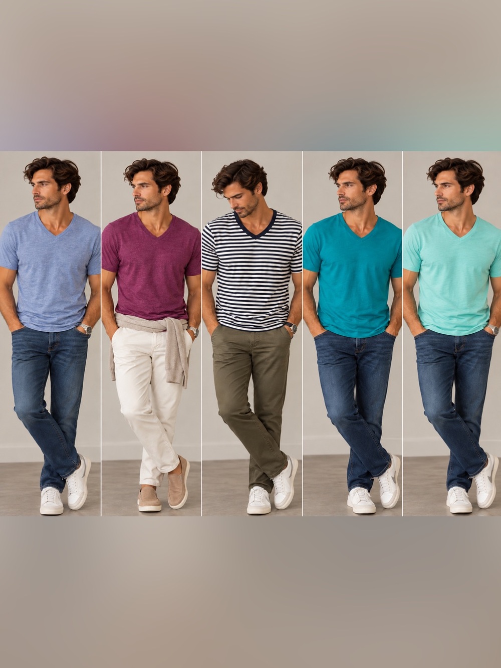 Express Men's Stretch V-Neck Tee Lot of 5 Short Sleeve Size M